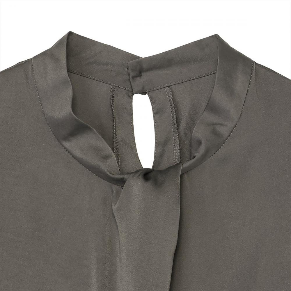 変形タックサテン ブラウス 長袖 レディース