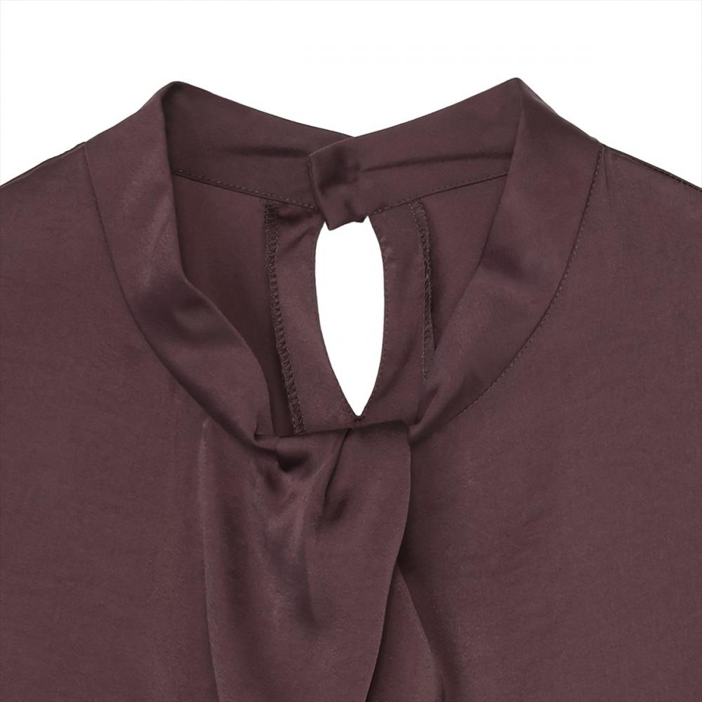 変形タックサテン ブラウス 長袖 レディース