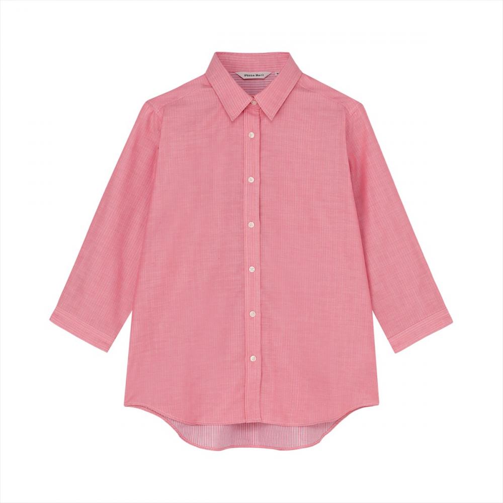 【Pitta Re:)】ふわっとガーゼシャツ レギュラーシルエット 七分袖 綿100% レディース カジュアルシャツ