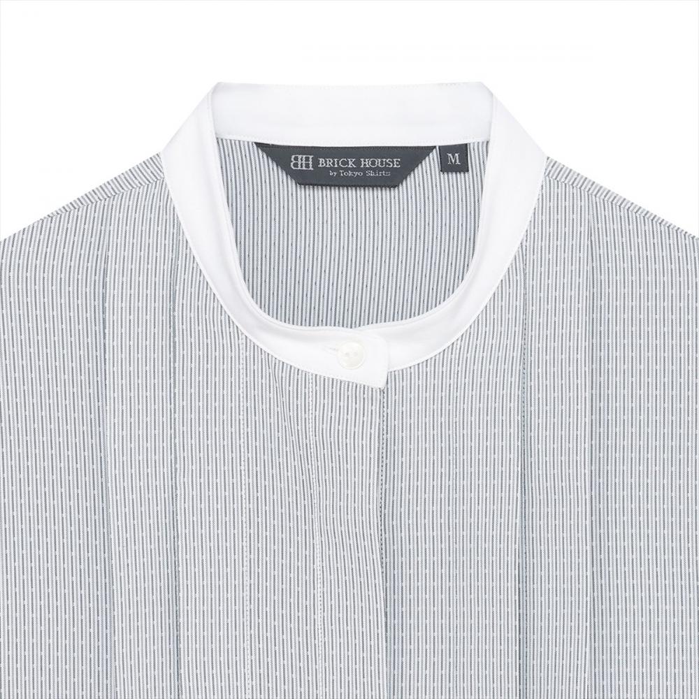 【COFREX】 スタンド クレリック ブラウス 七分袖 レディースデザインシャツ