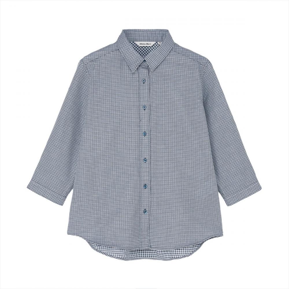 【Pitta Re:)】ふわっとガーゼシャツ レギュラーシルエット 七分袖 綿100% レディース カジュアルシャツ