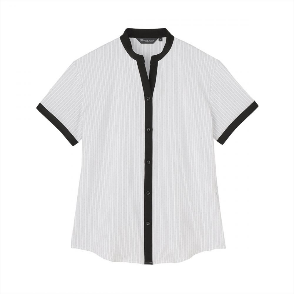 【COFREX】 配色 スキッパー衿 ブラウス 半袖 レディースデザインシャツ