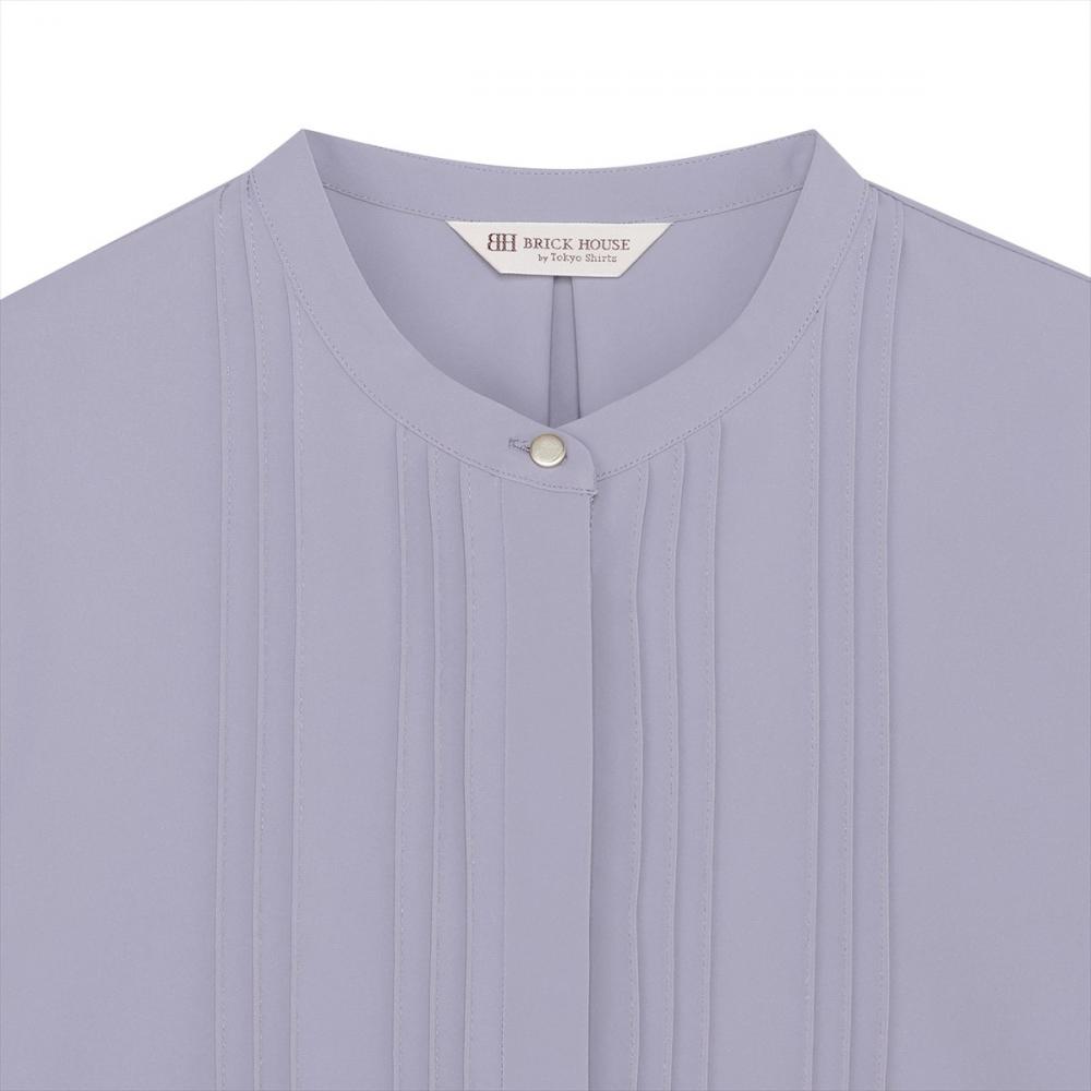 シルキーサテン ピンタック ブラウス 長袖 レディース