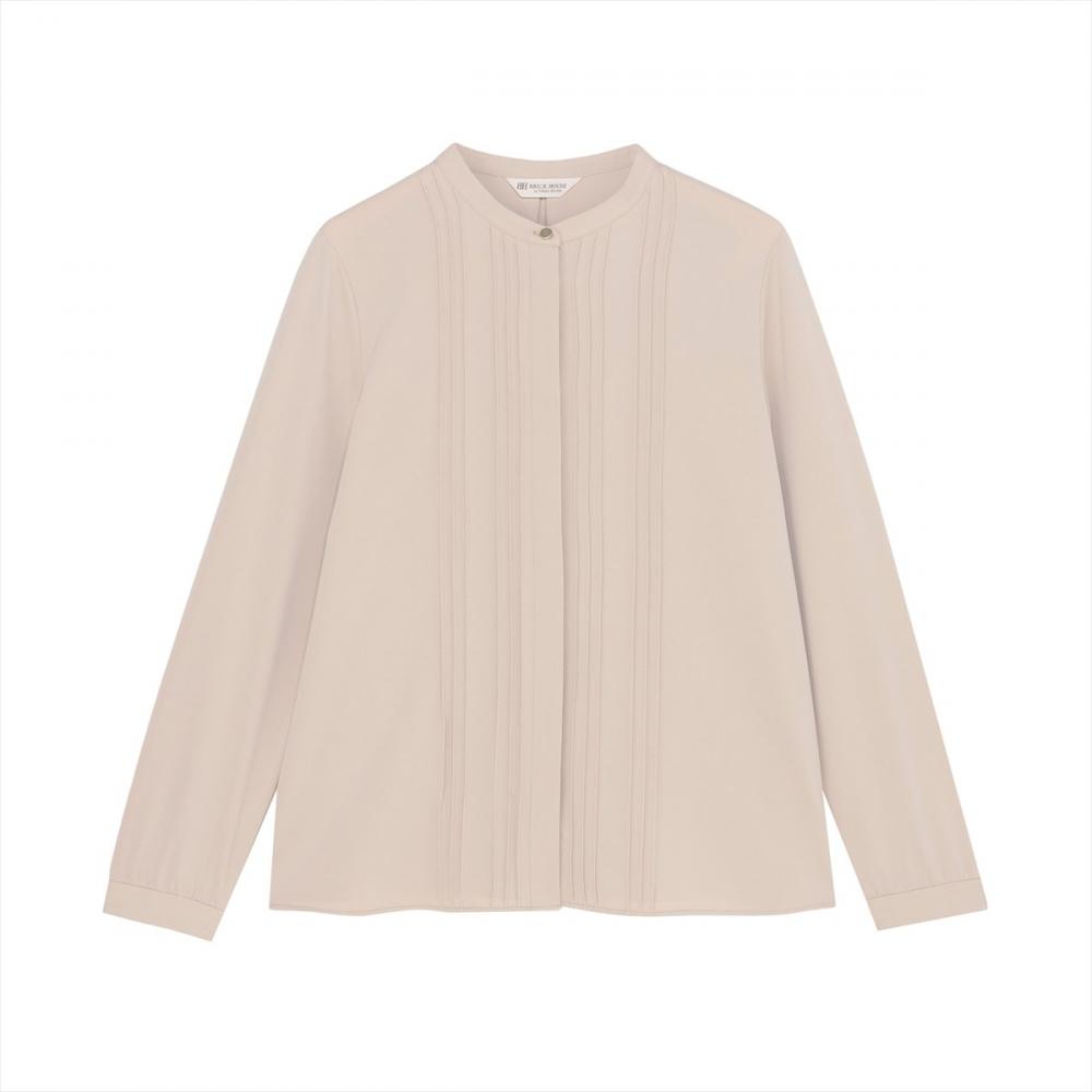 シルキーサテン ピンタック ブラウス 長袖 レディース