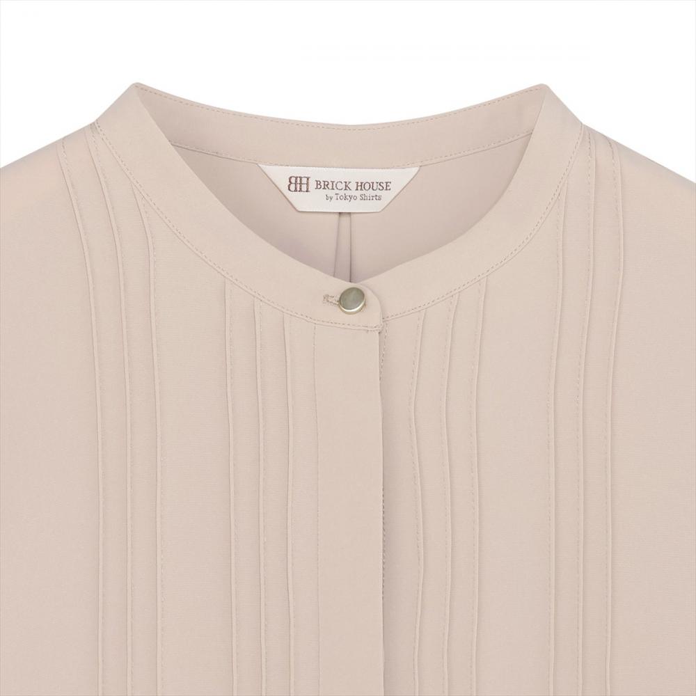 シルキーサテン ピンタック ブラウス 長袖 レディース