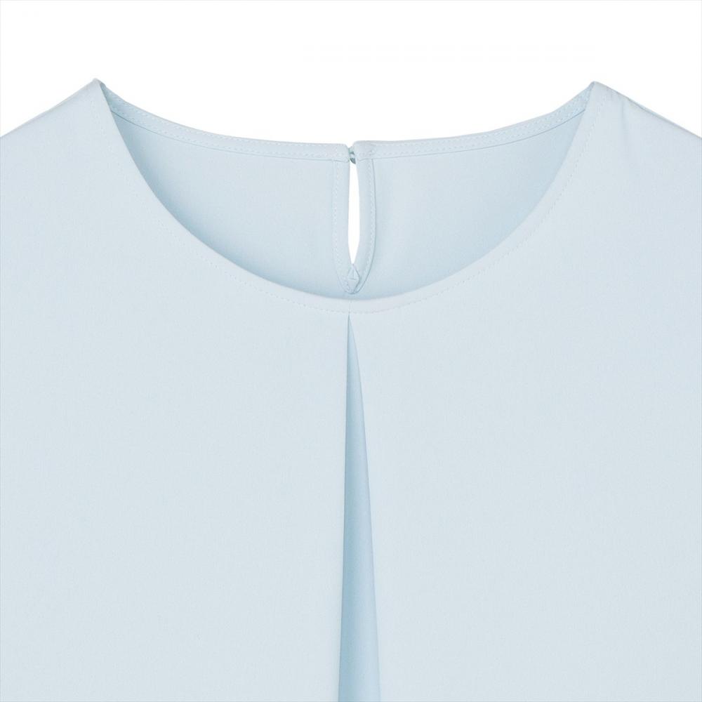 袖プリーツ ジョーゼット ブラウス 五分袖 レディース