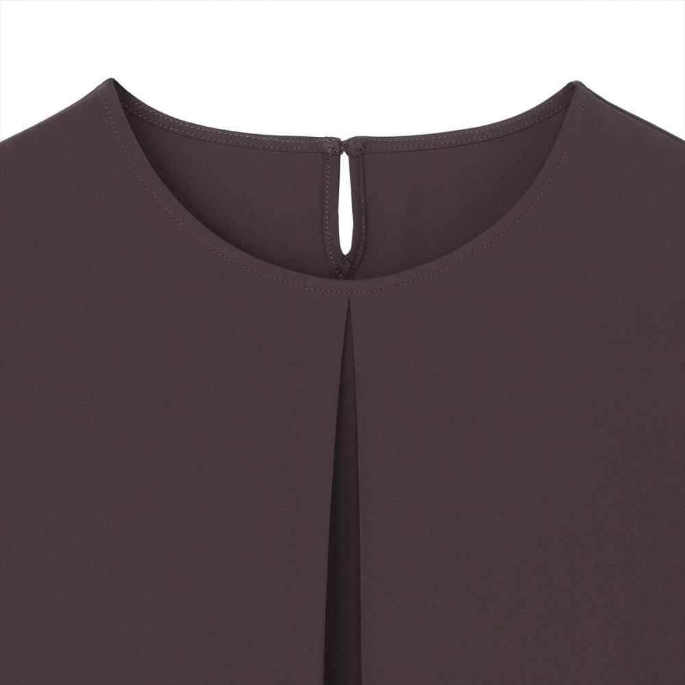 袖プリーツ ジョーゼット ブラウス 五分袖 レディース