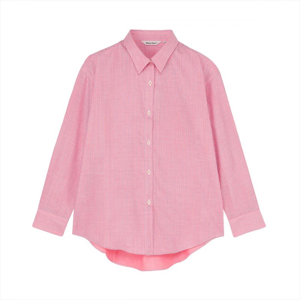【Pitta Re:)】 Wガーゼ ワイドフィットシャツ 長袖 綿100% レディース カジュアルシャツ