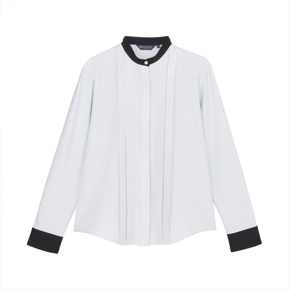 【COFREX】 スタンド 配色 ブラウス 長袖 レディースデザインシャツ