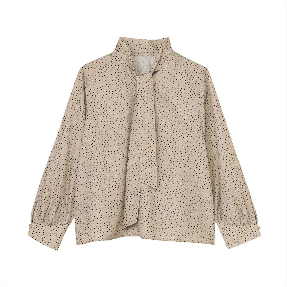 ボウタイ プリント ブラウス 長袖 レディース