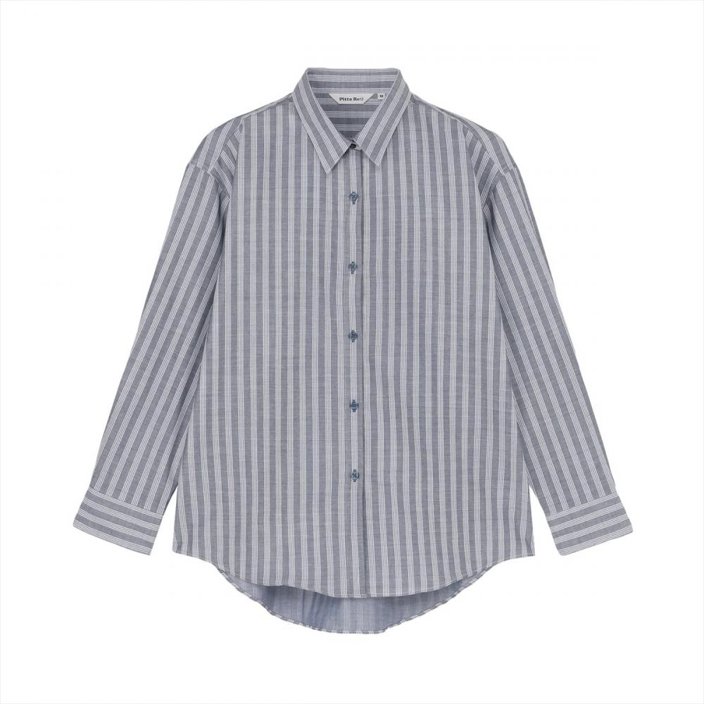 【Pitta Re:)】 Wガーゼ ワイドフィットシャツ 長袖 綿100% レディース カジュアルシャツ
