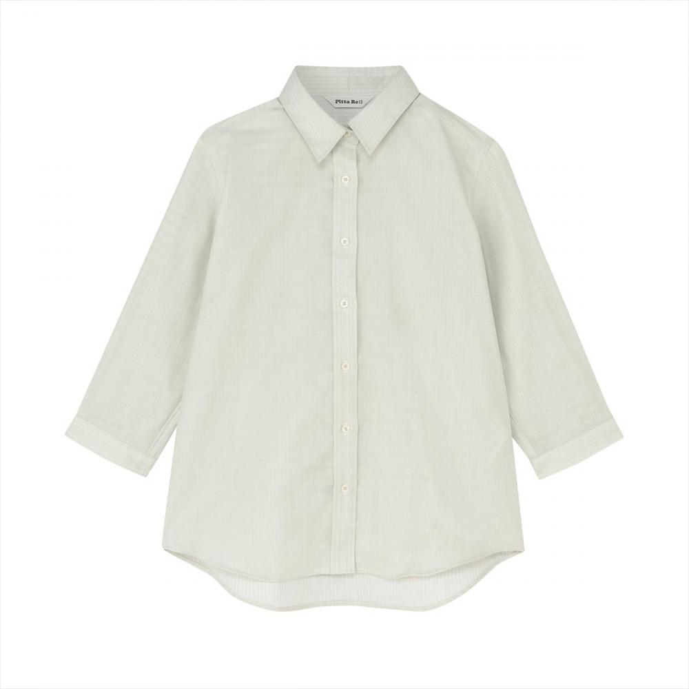 【Pitta Re:)】ふわっとガーゼシャツ レギュラーシルエット 七分袖 綿100% レディース カジュアルシャツ