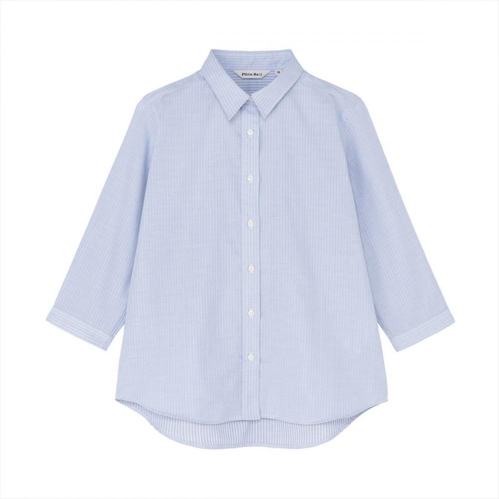 【Pitta Re:)】ふわっとガーゼシャツ レギュラーシルエット 七分袖 綿100% レディース カジュアルシャツ