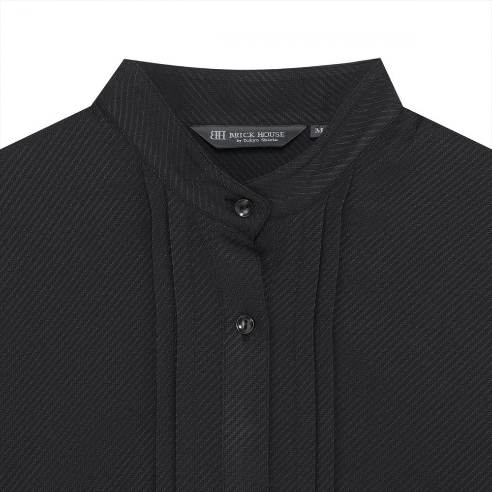 【COFREX】 スタンド タック ブラウス 七分袖 レディースデザインシャツ