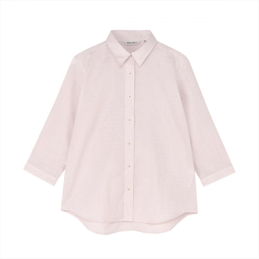 【Pitta Re:)】ふわっとガーゼシャツ レギュラーシルエット 七分袖 綿100% レディース カジュアルシャツ