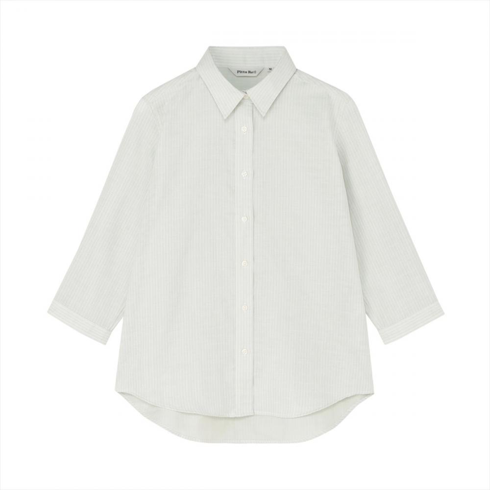 【Pitta Re:)】ふわっとガーゼシャツ レギュラーシルエット 七分袖 綿100% レディース カジュアルシャツ
