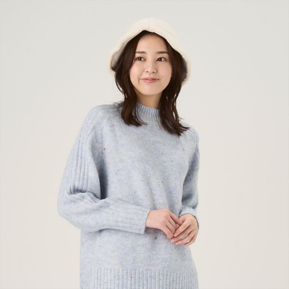【Pitta Re:)】 クルーネックニットプルオーバー ネップヤーン レディース