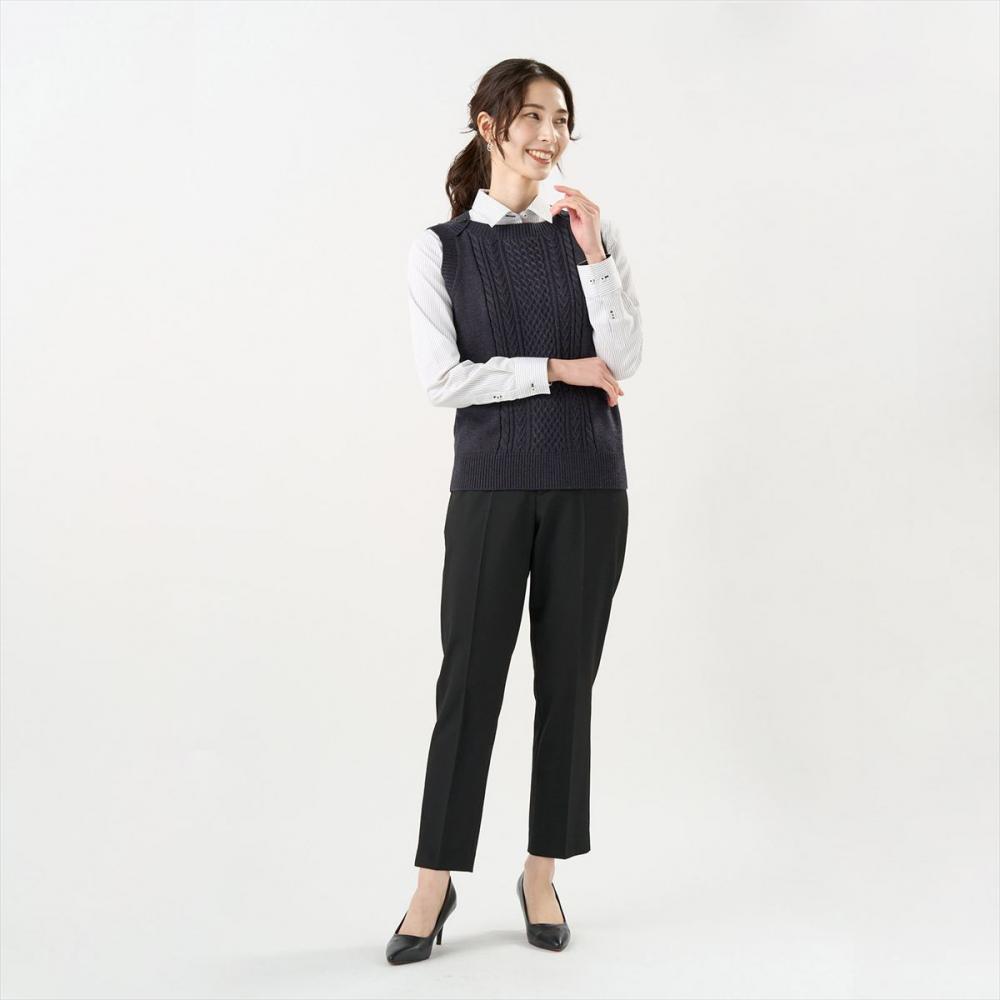 ニット アンチピリング ボートネック ベスト レディース