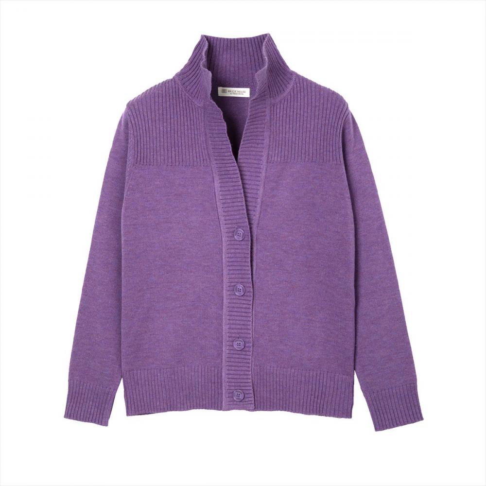 ニット スタンドヘンリーネック カーディガン レディース