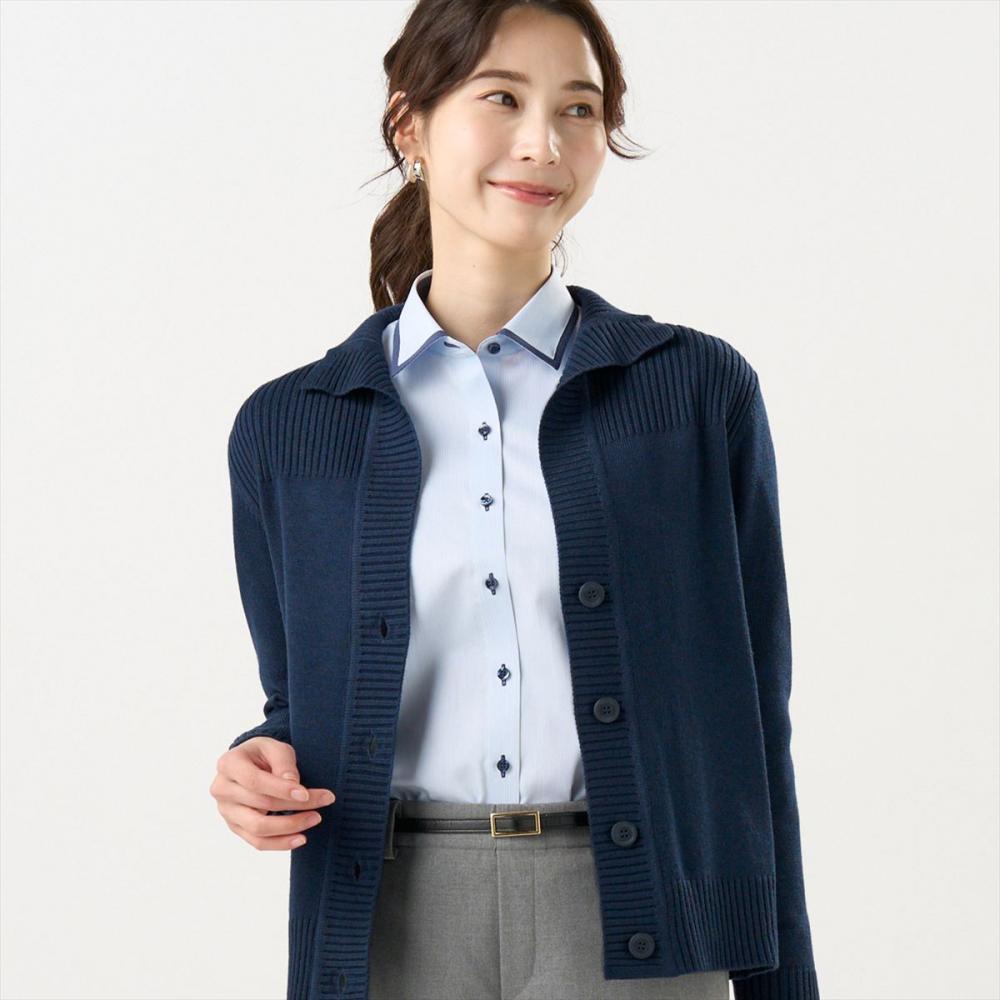 ニット スタンドヘンリーネック カーディガン レディース