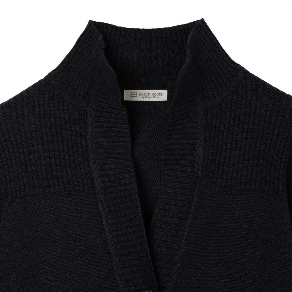 ニット スタンドヘンリーネック カーディガン レディース