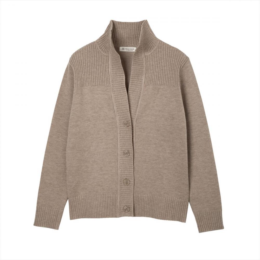 ニット スタンドヘンリーネック カーディガン レディース