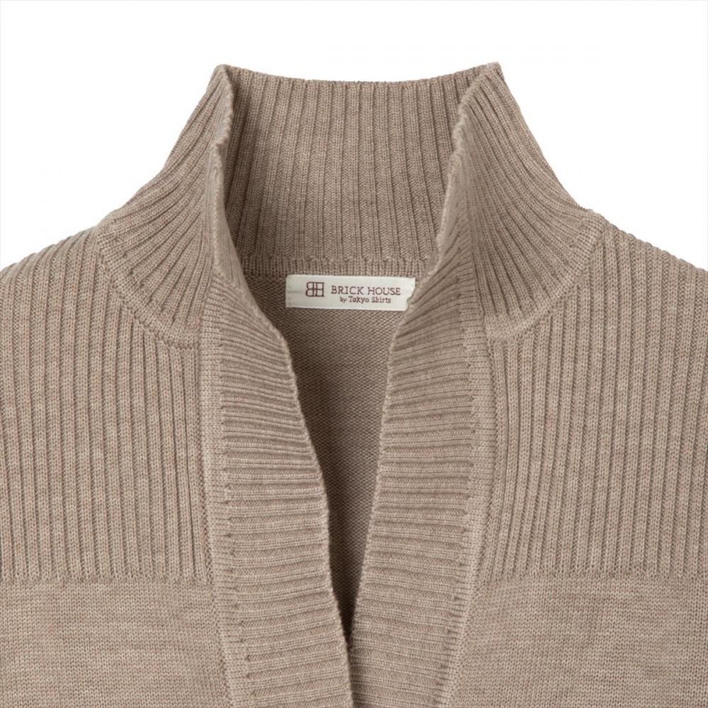 ニット スタンドヘンリーネック カーディガン レディース