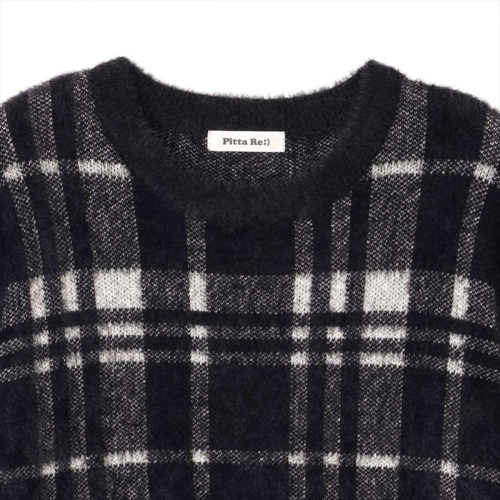 【Pitta Re:)】 ニット フェザーチェック プルオーバー レディース