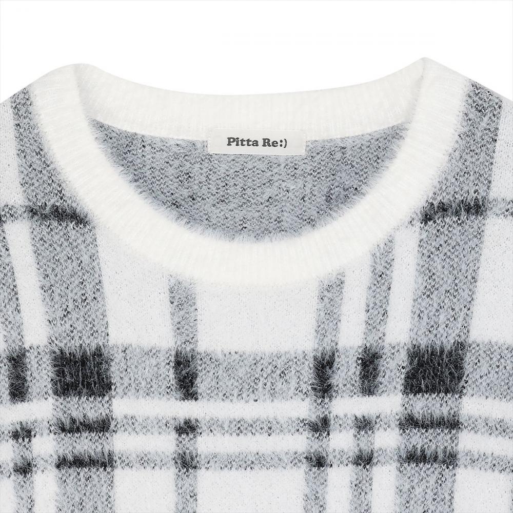 【Pitta Re:)】 ニット フェザーチェック プルオーバー レディース