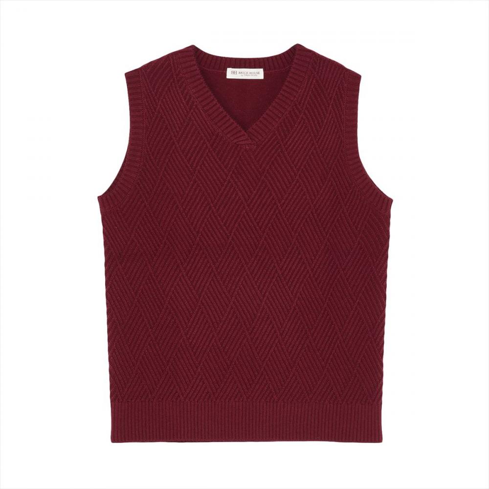 ニット アンチピリング Vネック ベスト レディース