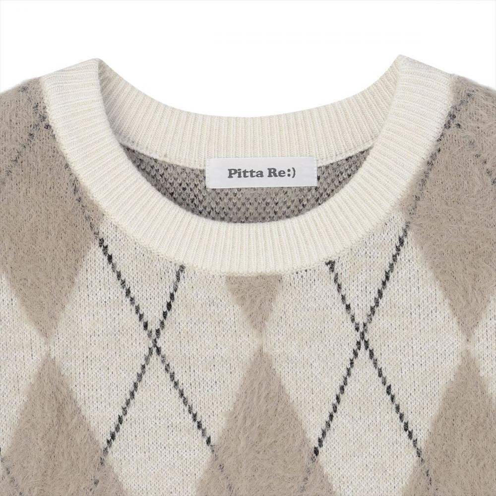 【Pitta Re:)】 ニット フェザーアーガイル プルオーバー レディース