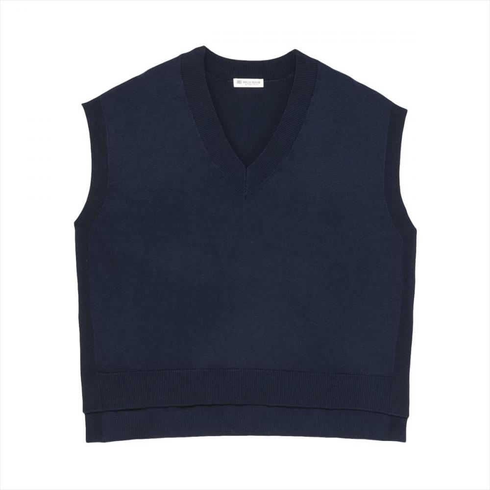 ニット アンチピリング 深Vネック ベスト レディース