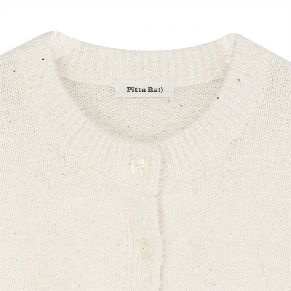 【Pitta Re:)】 ニット スパンコール クルーネック カーディガン レディース