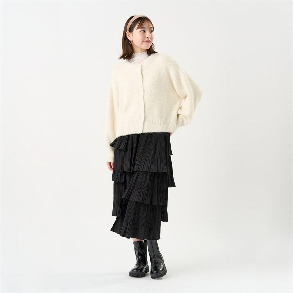 【Pitta Re:)】 ニット スパンコール クルーネック カーディガン レディース