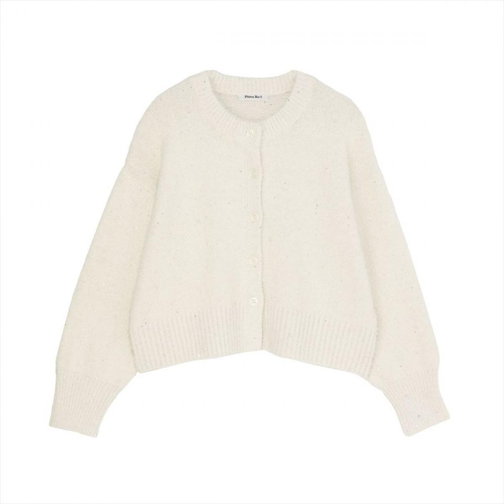 【Pitta Re:)】 ニット スパンコール クルーネック カーディガン レディース