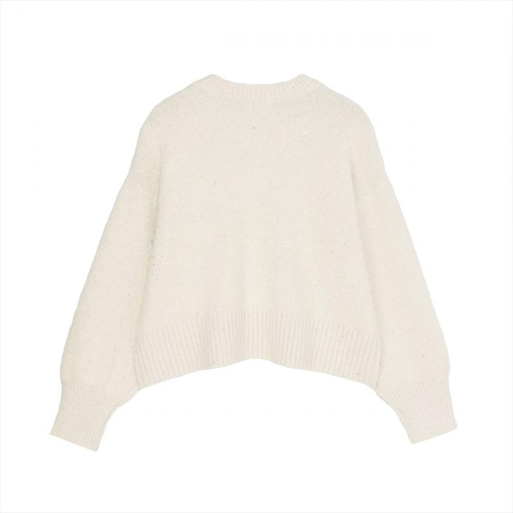 【Pitta Re:)】 ニット スパンコール クルーネック カーディガン レディース