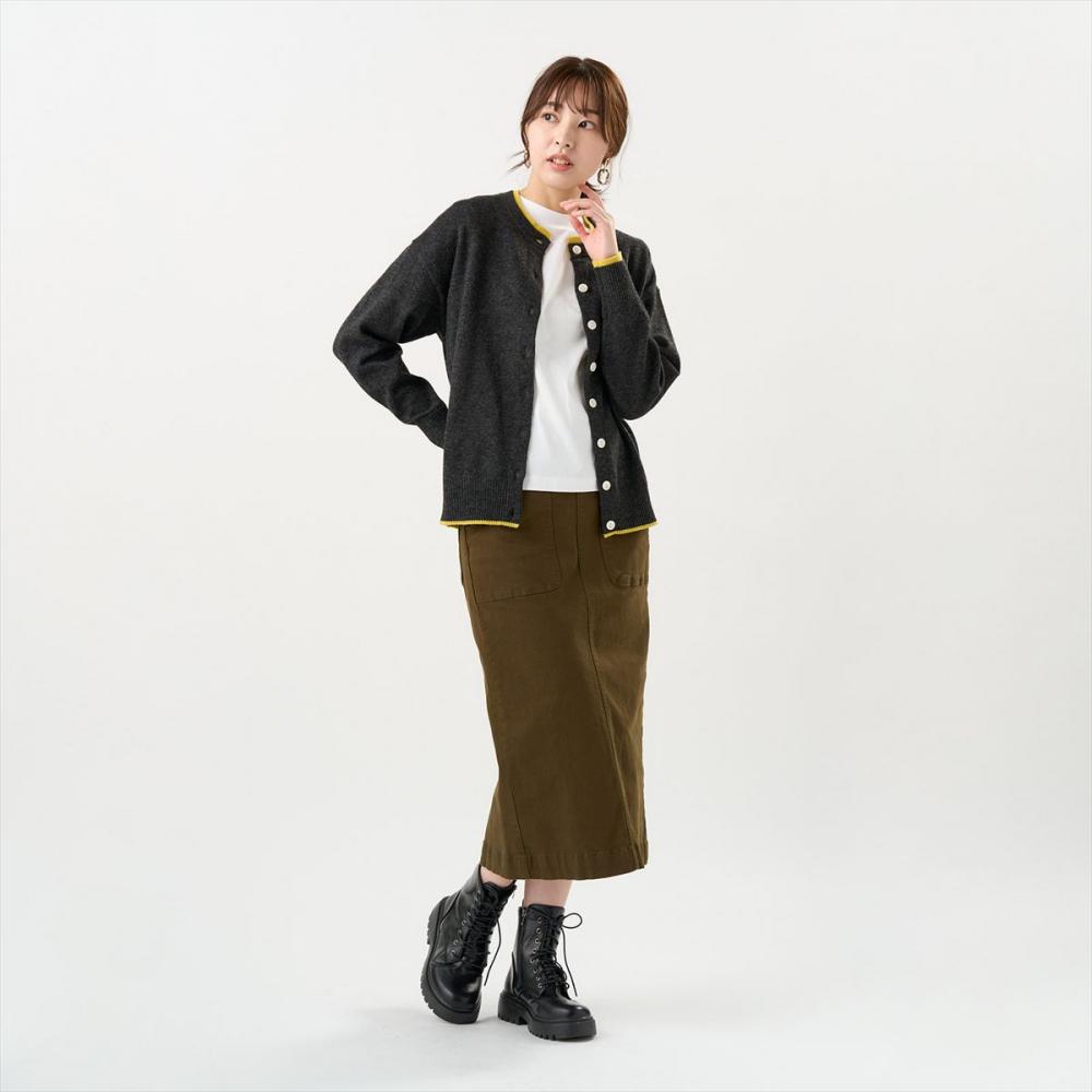 【Pitta Re:)】 ニット レイヤード風 クルーネック カーディガン レディース