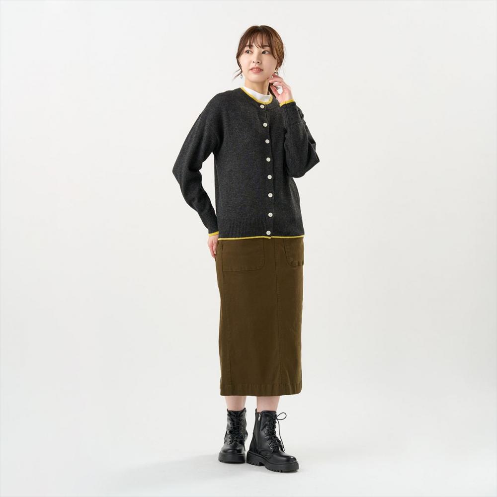 【Pitta Re:)】 ニット レイヤード風 クルーネック カーディガン レディース