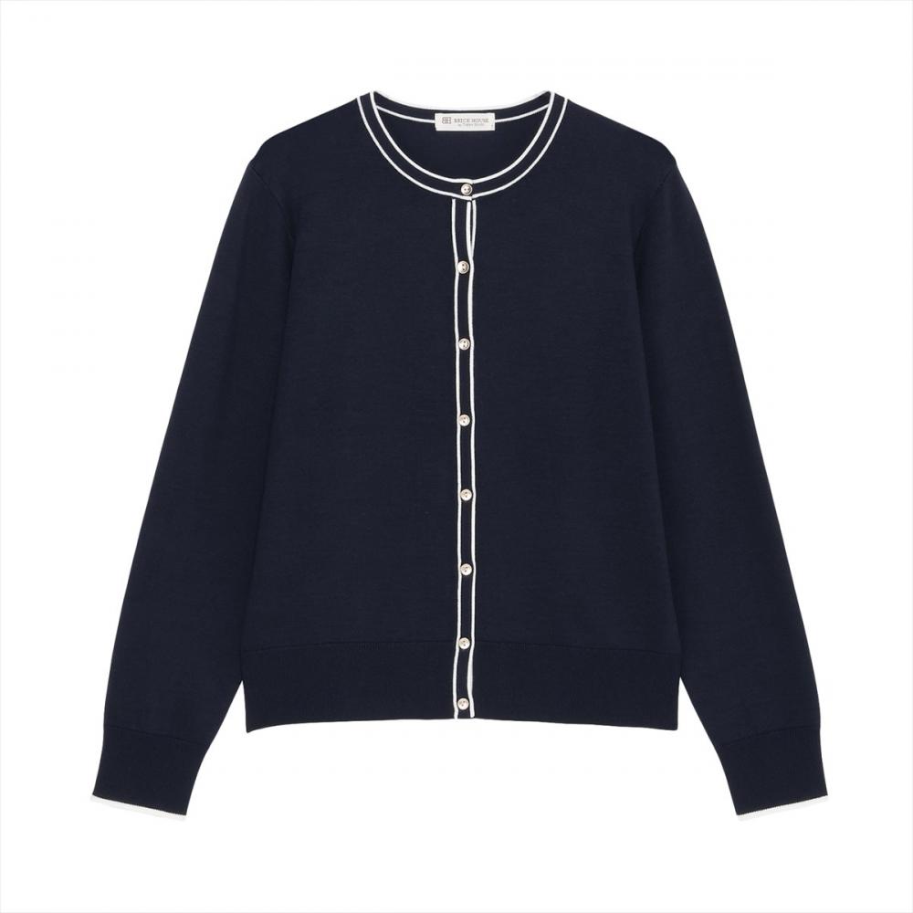 ニット 配色 クルーネック カーディガン レディース