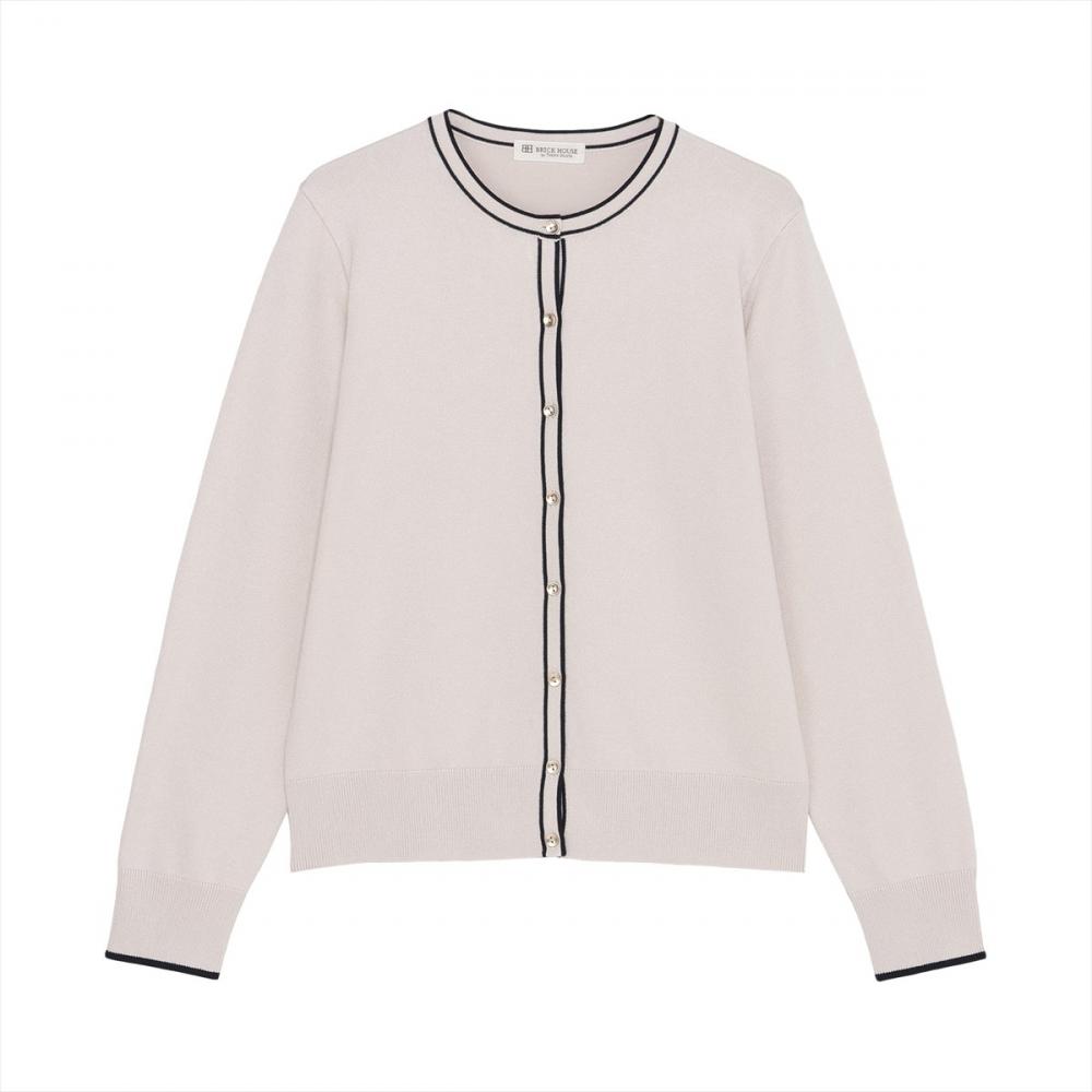 ニット 配色 クルーネック カーディガン レディース