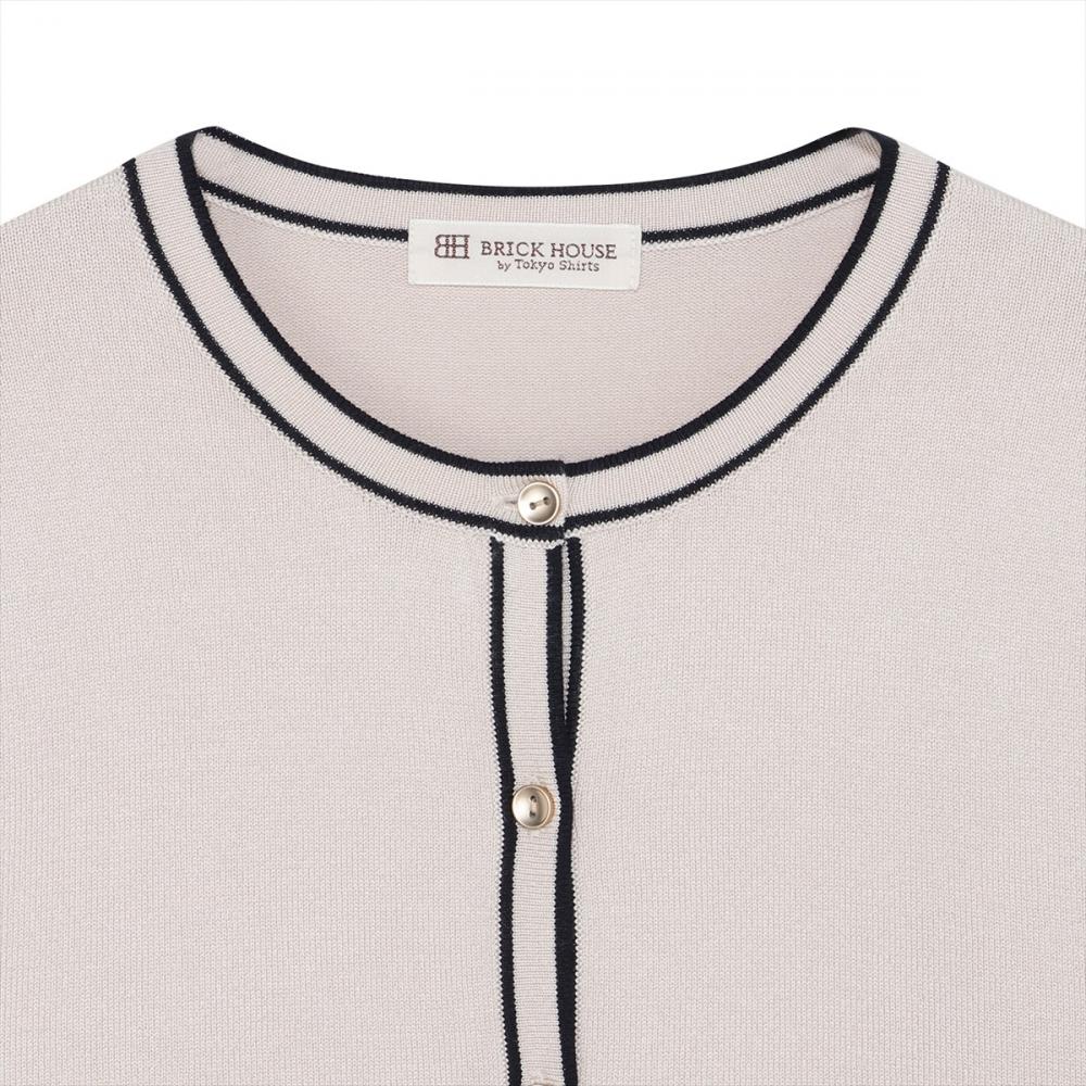 ニット 配色 クルーネック カーディガン レディース