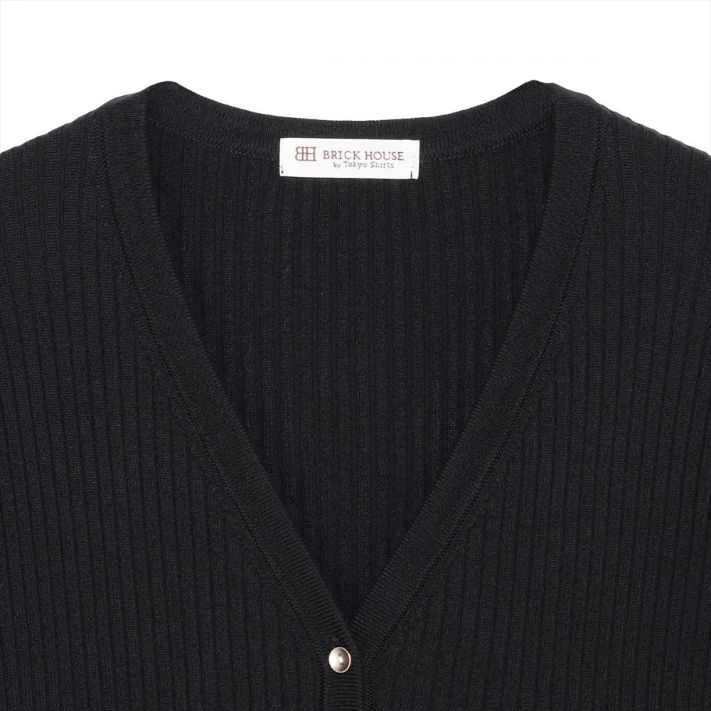 ニット リブ編みフレア Vネック カーディガン レディース