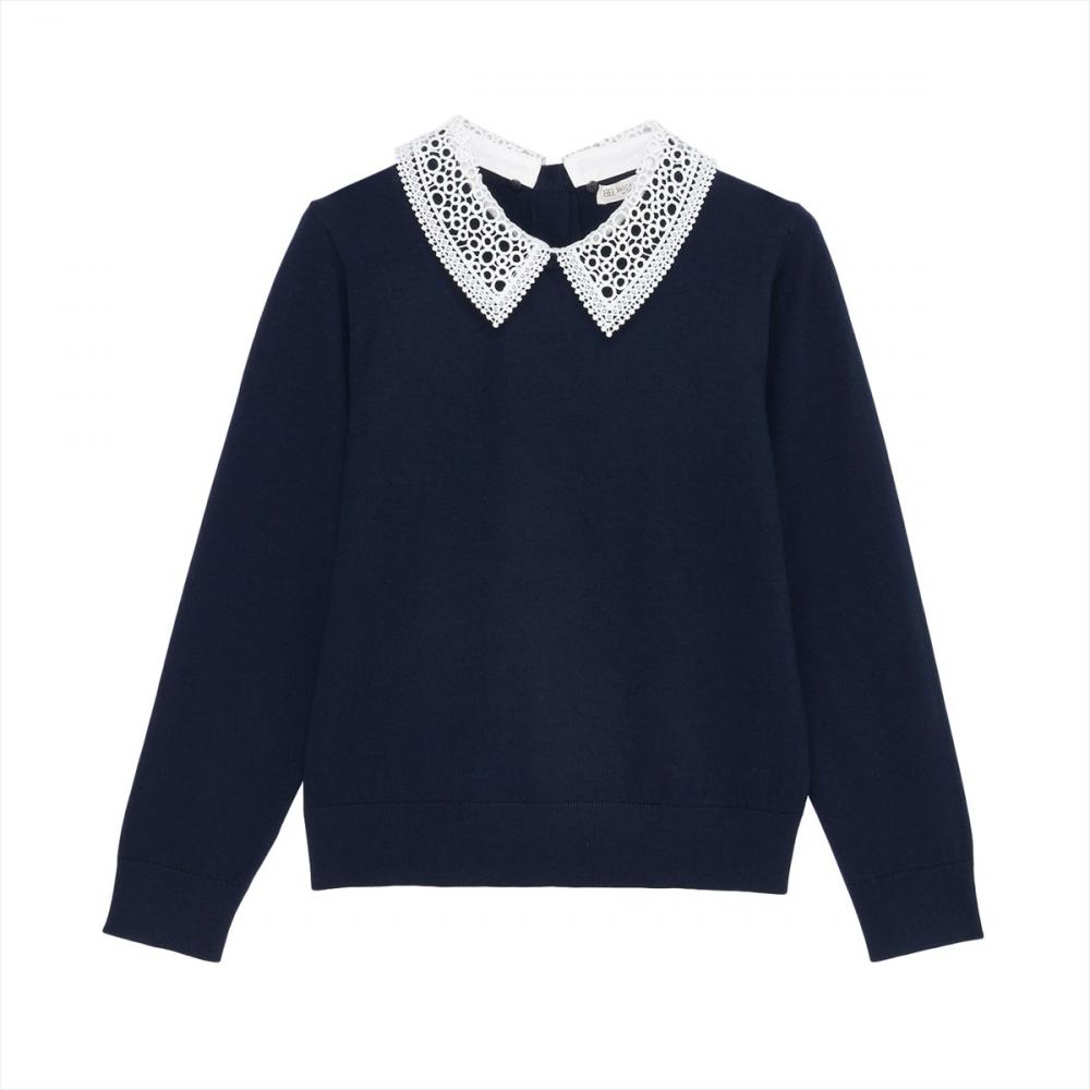 ニット レース衿付き プルオーバー レディース