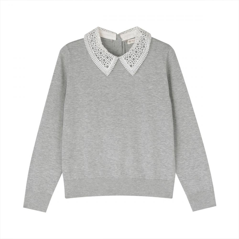 ニット レース衿付き プルオーバー レディース