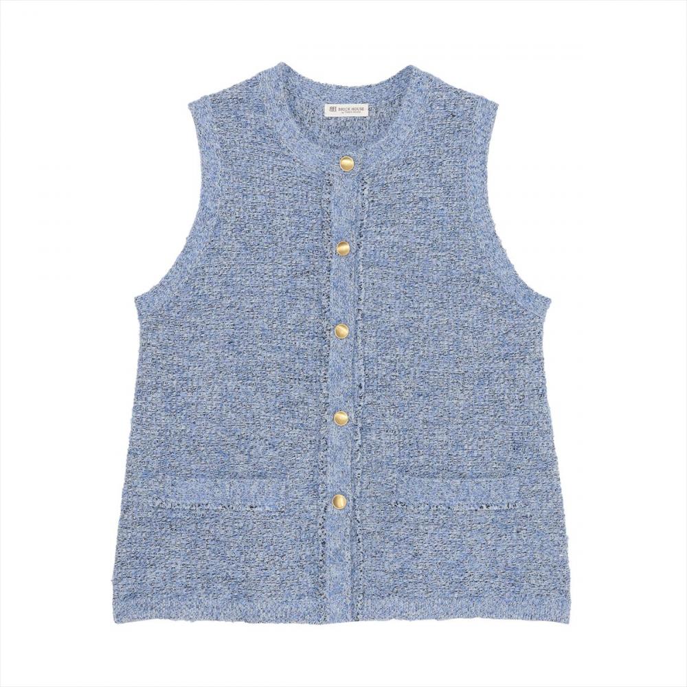 ニット ファンシーツイード風 ジレ レディース