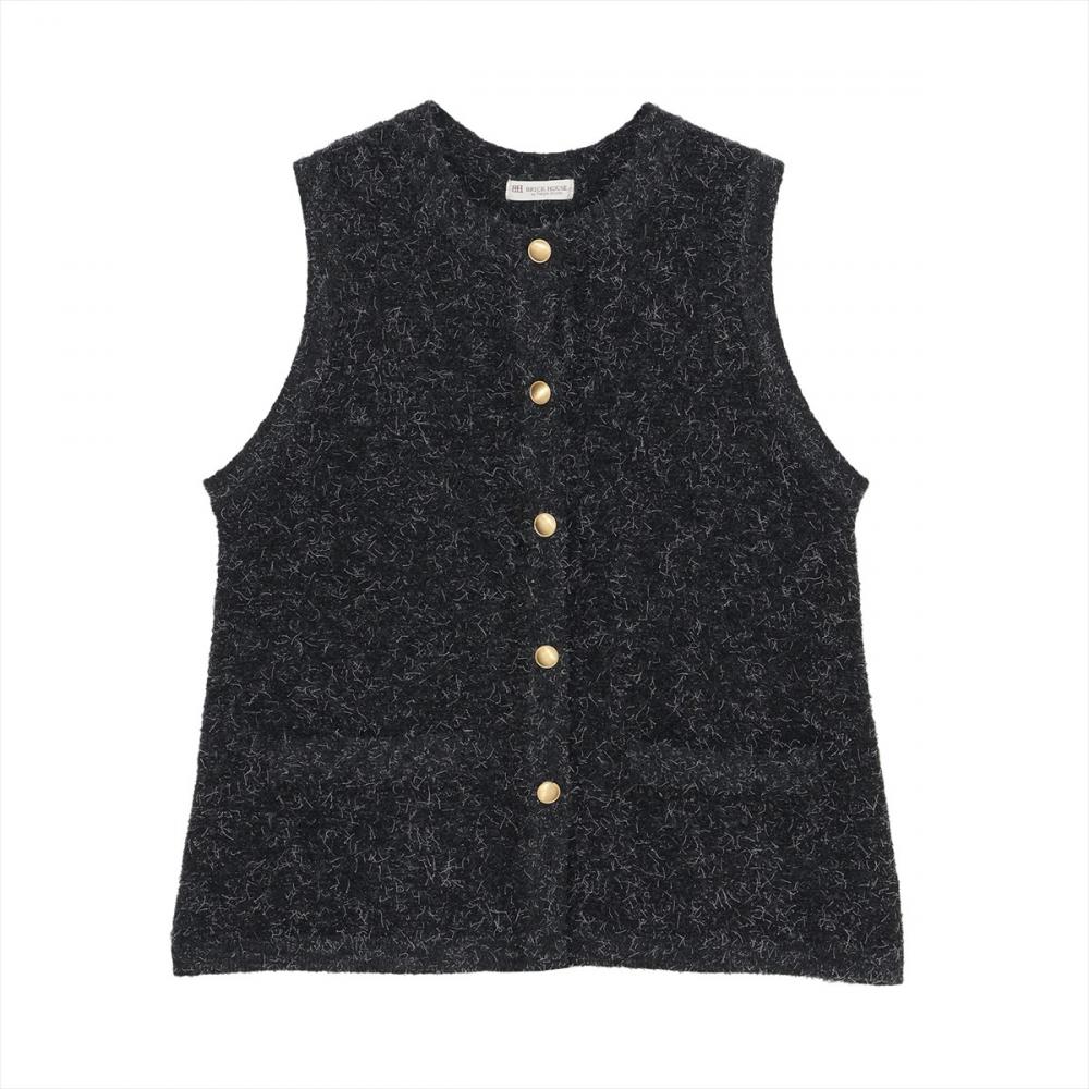 ニット ファンシーツイード風 ジレ レディース