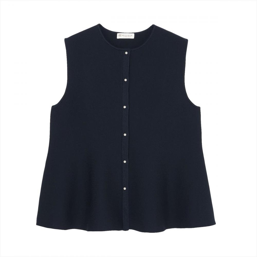 ニット ミラノリブ ペプラム ベスト レディース