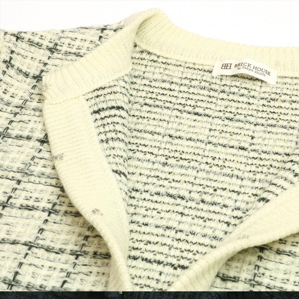 ジャケット ツイード風ニットジャケット オフホワイト レディース(M