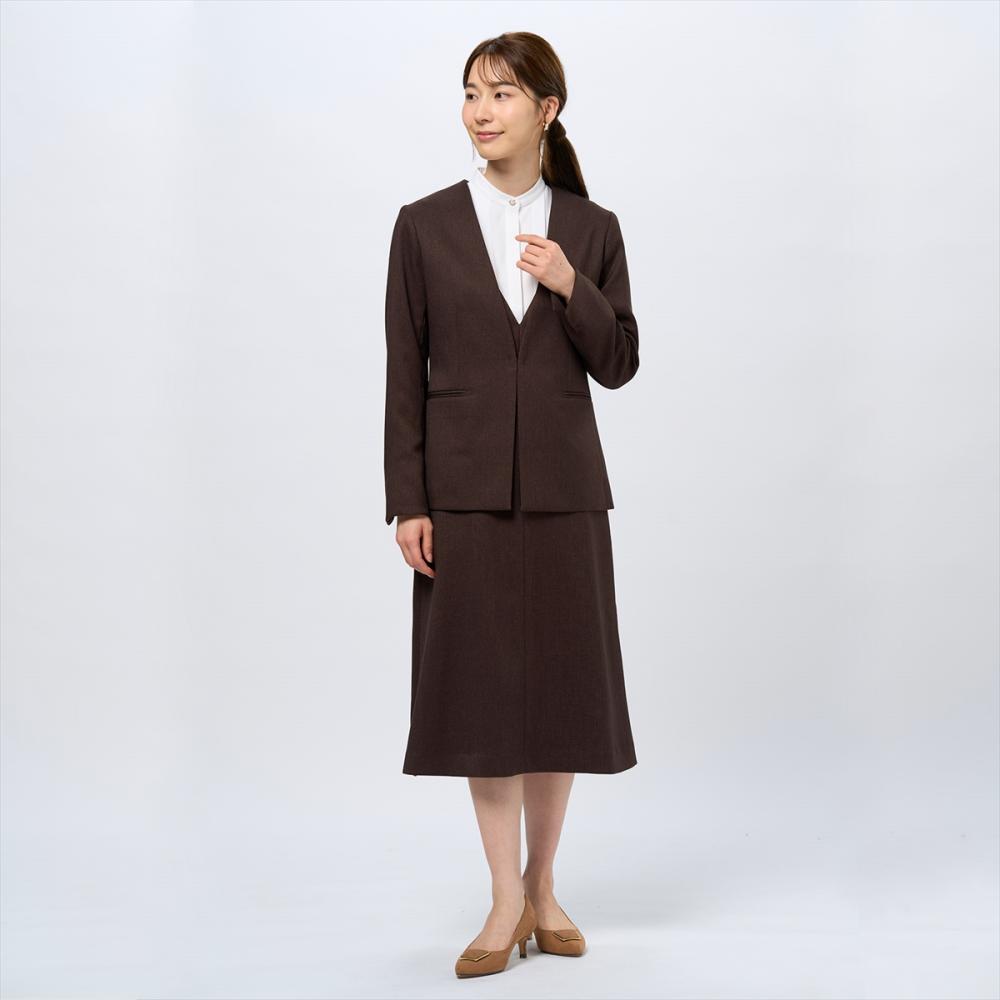 ノーカラージャケット ウーリッシュ素材 レディース