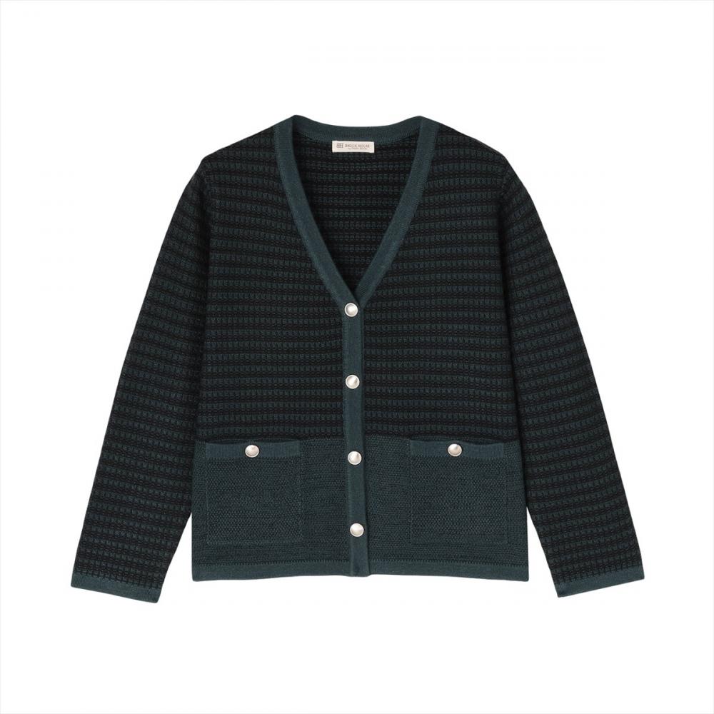 アウター ツイード風 Vネック ジャケット レディース